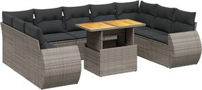 vidaXL 10 részes szürke polyrattan kerti ülőgarnitúra párnákkal
