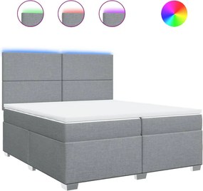 vidaXL világosszürke szövet rugós ágy matraccal 200 x 200 cm