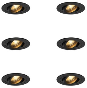 6 darabos modern fekete süllyesztett spotlámpa készlet - Rondoo