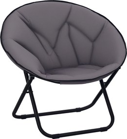 Outsunny Összecsukható Hold Szék - Hold Lemez Szék Oxford Szövet Üléssel és Fém Lábakkal - 120 kg Teherbírás - 80x80x75 cm - Szürke | Aosom