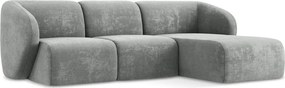 Szürke zsenília sarokkanapé (jobb oldali-heverő résszel) Lani – Makamii