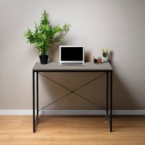 Íróasztal, beton/fekete, 90x60 cm, MELLORA