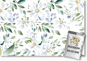 Fotótapéta Flizelina Akvarell Virágok Kék Ágak Levelek 400x280 ragasztó