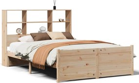 vidaXL tömör fenyőfa könyvespolcos ágy matrac nélkül 150 x 200 cm