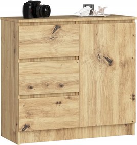 Jerry K komód 80 cm 1 ajtós 3 fiókos tölgyfa artisan