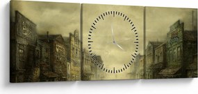 Egy nyugati város képe (órával) (90x30 cm)