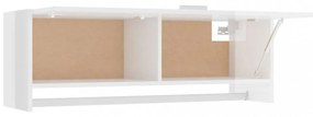 magasfényű fehér szerelt fa ruhásszekrény 100 x 32,5 x 35 cm