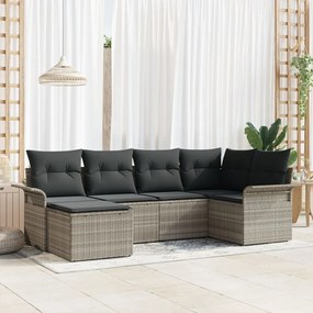 6 darabos kerti kanapé szett párnákkal világosszürke poli rattan