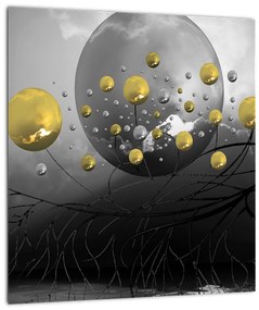 Arany absztrakt gömbök képe (30x30 cm)