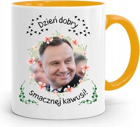 Duda András Sárga Elnöki Bögre Nyomtatott Mintával