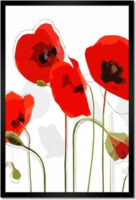Poszter keretben 40x60 Piros pipacs virág