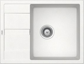 Schock Ronda D-100L konyhai mosogatótálca Cristalite Alpina 650 x 500 mm, gránit, megfordítható, hagyományos beépítés, fehér