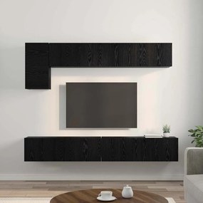 TV szekrény garnitúra Falra szerelhető 5 pcs Fekete tölgy