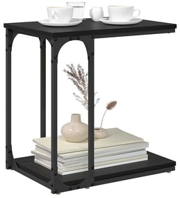 Oldal asztal polcokkal Musta tammi 50 x 35 x 52 cm Faanyag