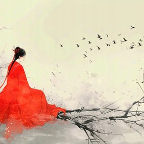 Poszter 40x40cm Diva az ágakon