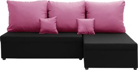 BODZO Kinyitható sarokkanapé Fekete/rózsaszín