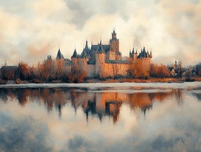 Vászonkép Canvas Tájkép Műemlék Kastély Erőd Folyó Tükröződés 100x75