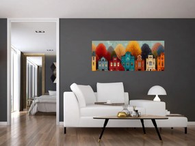 Kép - Festett őszi város (120x50 cm)
