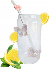 Pohár Pillangókkal És Szívószállal Magas 500ml