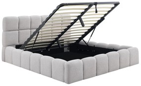 Szürke Bouclé Franciaágy Ágyneműtartóval. 160x200 MURACJA