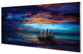 Üvegképek Felhők tengeri hajó este 125x50 cm
