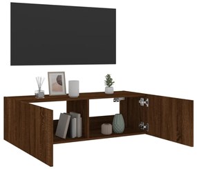 barna tölgy színű fali TV-szekrény LED-ekkel 100 x 35 x 31 cm