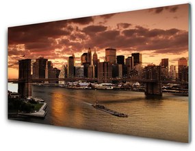 Modern üvegkép City of Brooklyn Bridge 120x60cm