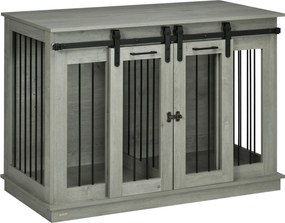PawHut Kutyaketrec Bútor Két Szobás Opcióval, 2 Ajtós Modern Fém Kutyás Doboz Benti Használatra, Kutyaotthon Nagy Kutyák Számára 30 kg-ig, Kutyaház 12