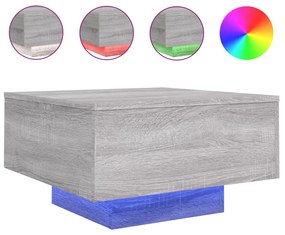 szürke sonoma színű dohányzóasztal LED-lámpákkal 55x55x31 cm