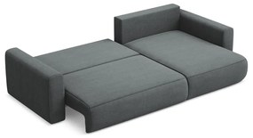 Sötétszürke kinyitható-tárolóhelyes sarokkanapé (jobb oldali-heverő résszel) Kapua – Makamii