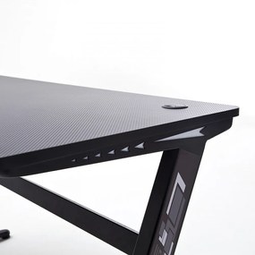 mcRACING Basic 5 gamer íróasztal fekete karbon optika borítással és beépített LED világítással