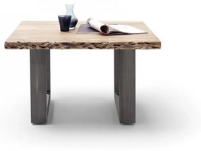CARTAGENA dohányzó asztal akácfa 75x75cm - U alakú antikolt lábbal - Natúr