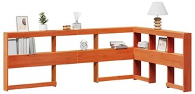 Könyvespolc fejtámla L-alakú viaszbarna 120 cm tömör fa fenyőfa