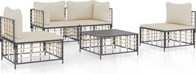 vidaXL 5 részes antracitszürke polyrattan kerti ülőgarnitúra párnákkal