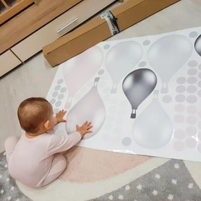 INSPIO Falmatrica gyerekszobába - Rózsaszín, szürke hőlégballonok
