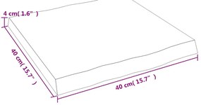 sötétbarna kezelt tömör asztallap 40x40x(2-4) cm