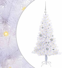 vidaXL Mű karácsonyfa 150 LED-del állvánnyal Fehér 120 cm PVC és Acél
