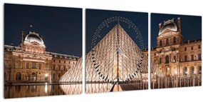 Kép - Louvre éjjel (órával) (90x30 cm)