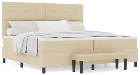 Box Spring Ágy Matraccal és Pad Mokka 200x200 cm Szövet