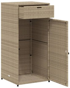 bézs polyrattan kerti tárolószekrény 55 x 55 x 111 cm