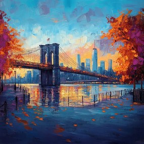 Vászonkép Canvas Manhattan Brooklyn Bridge Őszi Híd Nyc 80x80