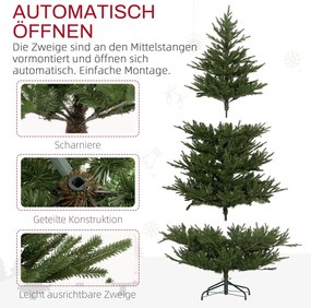 Műfenyő 180 cm magas, 2380 ággal, összecsukható fémállvánnyal