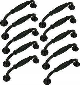 10 x Bútorfogantyú fekete 96 mm fém konyhabútor tartó