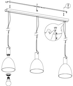 Eglo 99314 - Csillár zsinóron LEBALIO 3xE27/40W/230V