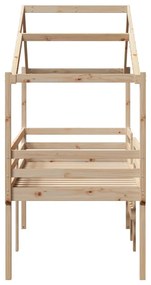 tömör fenyőfa magasított ágy tetővel 80 x 200 cm