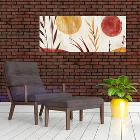 Kép - Növények és körök (120x50 cm)