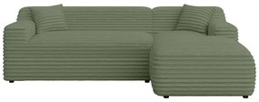 Zöld kordbársony sarokkanapé (jobb oldali-heverő résszel) Martin – Ropez