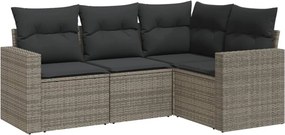 vidaXL 4 részes szürke polyrattan kerti ülőgarnitúra párnákkal