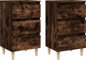 vidaXL 2 db füstös tölgy színű éjjeliszekrény falábakkal 40x35x69 cm
