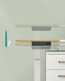 Elektromos állítható magasságú íróasztal 120 x 60 cm, natúr tölgy / matt fehér